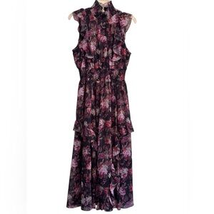 BCBGMaxAzria Floral Ruffle Maxi Dress